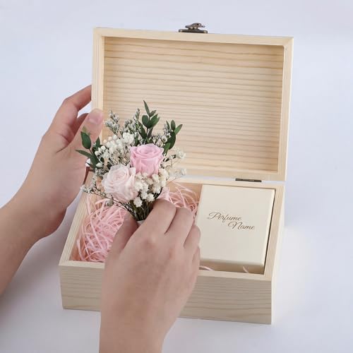 WSICSE Unpainted Wood Box with Hinged Lid - 7.1"x5.1"x2.8" for Crafts DIY Storage Jewelry & Gift Box and Hobby Organization