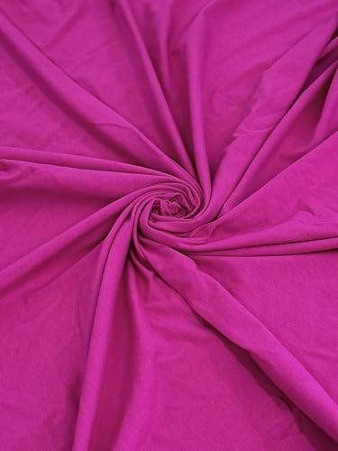 Cotton Jersey Spandex Fabric - Soft - Breathable - All Way Stretch Fabric - Medium Weight - Perfect Choice for Baby Grow, Tshirts, and Cotton Jersey Sheets - 58 Inches Wide - 1 Yard (Fuchsia) - color: Fuchsia