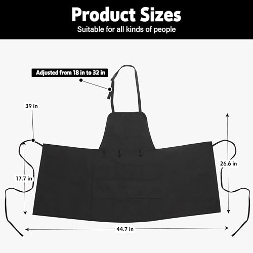 MyLifeUNIT Artist Apron with 10 Pockets for Arts and Craft, Black Canvas Pottery Apron for Women and Men