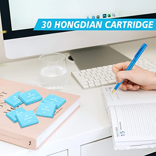 Asvine Hongdian Fountain Pen Light Blue Ink Cartridges, Set of 30 Refill Ink Cartridges, 3.4 mm Bore Diameter - color: Light Blue