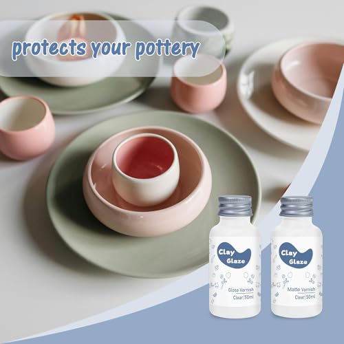Air Dry Clay Glaze, Clay Varnish for Air Drying Clay, Clear Acrylic Varnish for Craft Pottery Waterproof & Gloss Finish - size: 50ml Gloss