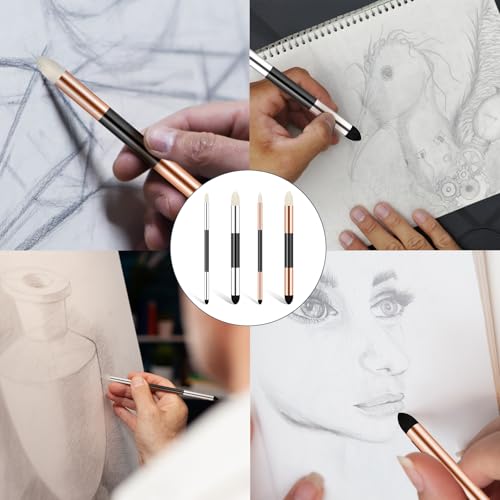 2pcs Blending Sponge Pen Oil Pastels for Artists Dual Tip Drawing Art Oil Soft Pastel Blending Tools Reusable Washable Sketch Rubbing Sponge Brush for Artist Professional Sketch Drawing Lightening