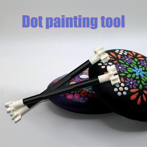 7 Pack Flower Petal Dotting Tools Set, Mandala Dot Art Tools for Rocks Painting, Ceramic & Glass, Includes 10 Different Embossing Tips for DIY Decorating Cakes and Cookies (6 Inch)