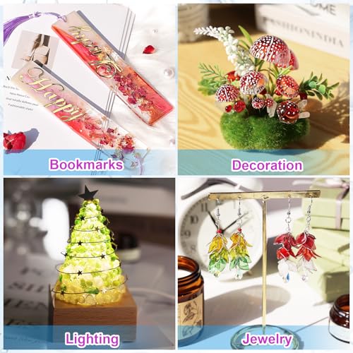 LET'S RESIN UV Resin, 2,000g 250ml 8Pcs Faster Cure Crystal Clear UV Resin Bulk,Low Shrinkage No Tacky UV Epoxy Resin Kit,Transparent High Gloss Resina UV for Jewelry Making,Craft Decor - size: 2000G