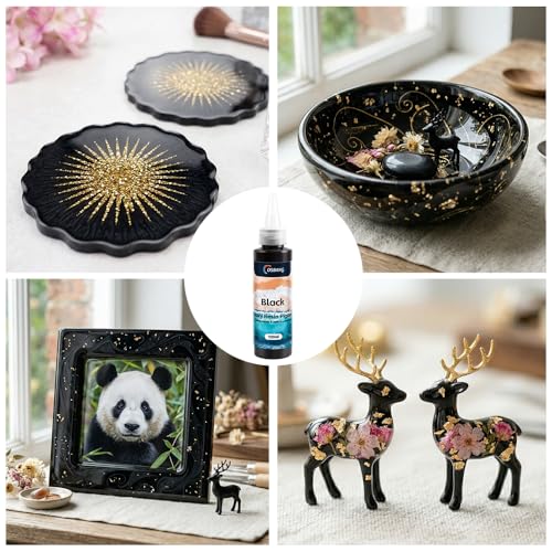 Black Epoxy Resin Pigment Paste 3.4 fl.oz/100ml High Concentrated Resin Dye for Resin Art River Table Jewelry Making Coasters - color: Black