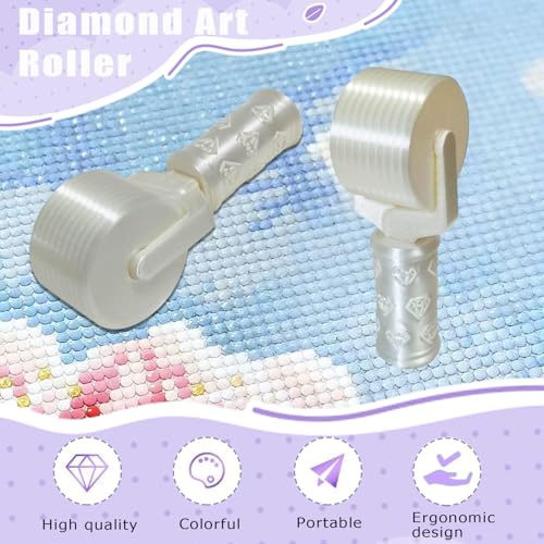 Jzzuau Diamond Art Roller, Diamond Painting Roller Set, Essential DIY Craft Tool for Smooth Pressing Rhinestone Embroidery and Diamond Art - color: White