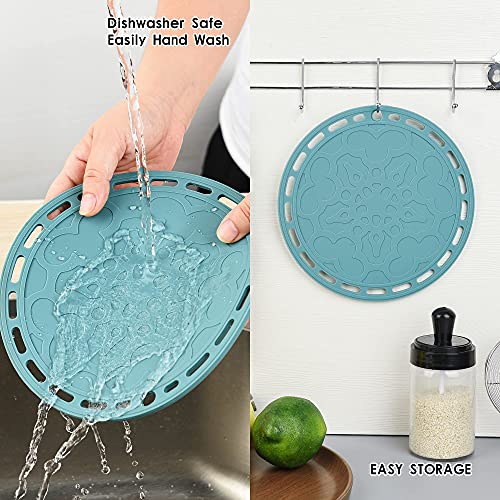 Silicone Trivet Mat for Pots and Pans Big Round Silicone Pot Holder Hot Pads Trivets for Hot Dishes and Pots, Hot Mats for Countertop Tables Spoon Rest Set of 3 (Grey) - color: B: Grey