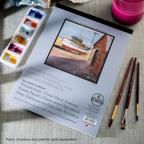 Bee Paper - 9"x 12" Cold Press Watcolor Paper Pad, 15 Sheets - size: 140 lb., 9-inch x 12-inch, 15 Sheet Tape Bound Pad