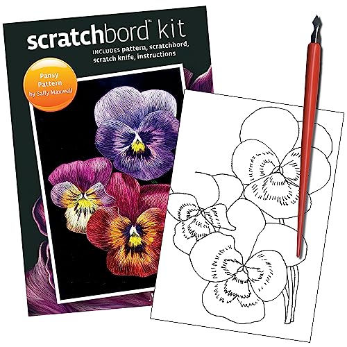 Ampersand Art Supply Scratchbord | Pansies | 5’’ x 7’’ | Professional Scratchboard Art Panel | for Scratchboard Drawing, Illustration & Mixed Media - style: Pansies