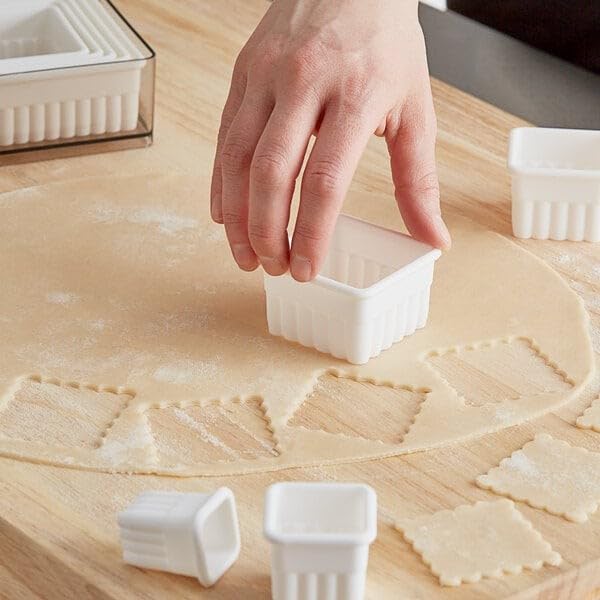 Ateco 5703 Fluted Edge Square Cutter Set in Graduated Sizes, Durable, Food-Safe Plastic, 9 Pc Set, White - size: Fluted Edge, style: Square - 9 Pc Set