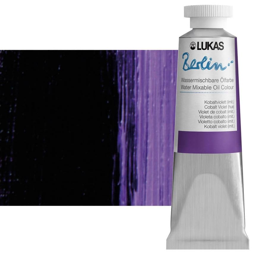 Lukas Berlin Pro Artists Water Mixable Oil Paint 37 ml Tube Cobalt Violet Hue, Water Soluble, Lightfast Pigments, Quick Drying, Easy Clean-Up, Eco-Friendly, Professional Quality, 40 Color Range - color: Cobalt Violet Hue, size: 1.25 Fl Oz (Pack of 1)