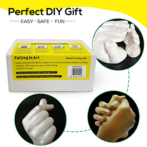 Falling in Art Hand Casting Powder Kit Refill - 1.1Lb Alginate Molding Powder and 1.1Lb Stone Casting Powder for Craft, Keepsake, Sculpture, Diorama and Home Décor - size: Powder Refill