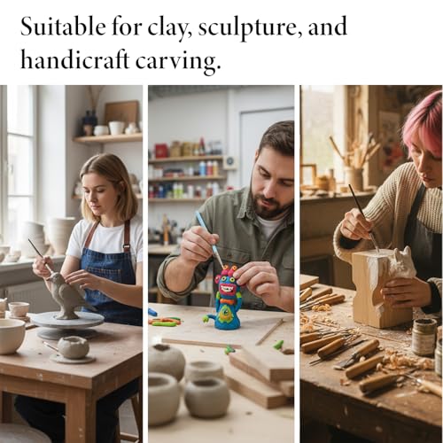JJUNW 15 Pcs Silicone Clay Sculpting Tools, Pottery Tools Modeling Dotting Tool, Silicone Sculpting Brush for Adults, Rock Painting, Nail Art, DIY, Drawing, Art Modeling, Shaping, Pottery Craft