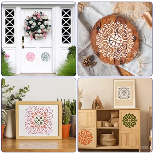 16 PCS Reusable Stencils, Mandala Stencils Mandala Dot Painting Templates Stencil for Painting DIY Art Scrapbook Fabric Furniture on Wood Floor Wall Tile, 6 x 6 Inch - color: L