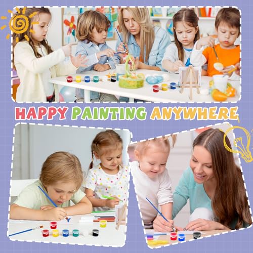 ESRICH 6 Set Mini Acrylic Paint Kit, Minis Stretched Canvas with Easel, Acrylic Paint Strips, Paint Palettes, Painting Brushes, Mini Canvas and Easel Set for Kids Artists Beginner, Gift