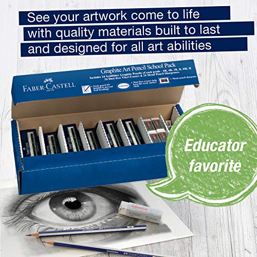 Faber-Castell Creative Studio Graphite Art Pencil School Pack | Back to School Supplies | Teachers Favorite |144 Graphite Pencils - 24 Pencil Sharpeners - 24 Pencil Eraser