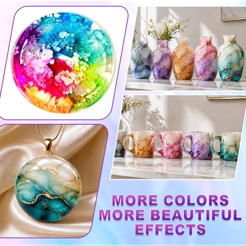 Alcohol Ink Set - Vibrant Colors High Concentrated Alcohol-Based Ink, Concentrated Epoxy Resin Paint Colour Dye Great for Resin Petri Dish, Coaster, Painting (10ml Each)
