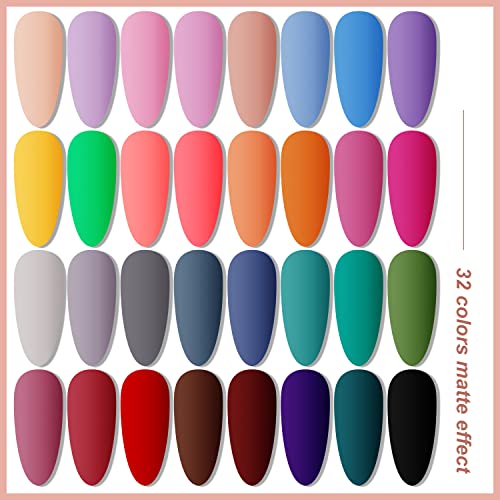 JODSONE Gel Nail Polish Kit with U V Light 32 Color Soak Off Base&Top Glitter Coat Gel Polish for DIY Manicure Lovers - color: 32KIT-Color 7