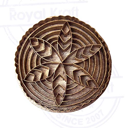 Handmade Printing Block Brass Round Shapes Wood Pottery Stamp - size: BSCtag015