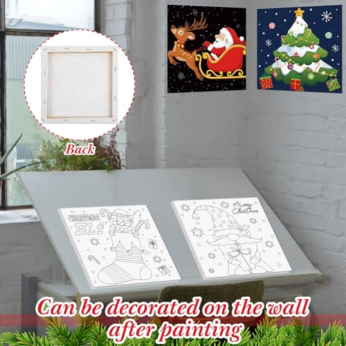 Sherr 12 Pcs Pre Drawn Canvas Pre Printed Canvas for Adults Sip and Paint Party Canvases Painting Kit for Summer Easter Mother's Day Party Favor(Cute Xmas,8 x 8 Inch) - size: 8 x 8 Inch, style: Cute Xmas