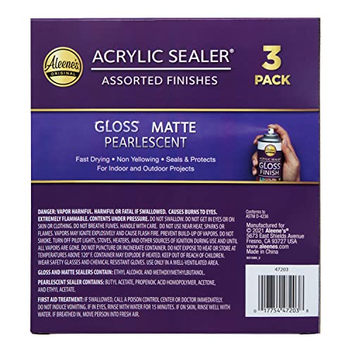 Aleene's Acrylic Spray Sealer Finish Varitey Pack 4 oz. 3 Pack - Gloss, Matte, Pearlescent
