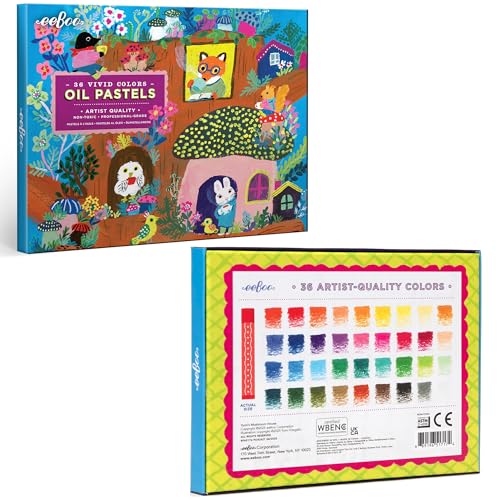 eeBoo Oil Pastels Mushroom House - 36 Artist-Quality Blendable Color Sticks, Bold Pigments for Drawing & Blending, Sliding Gift Box, Kids Ages 5+ - style: Yumi's Mushroom House
