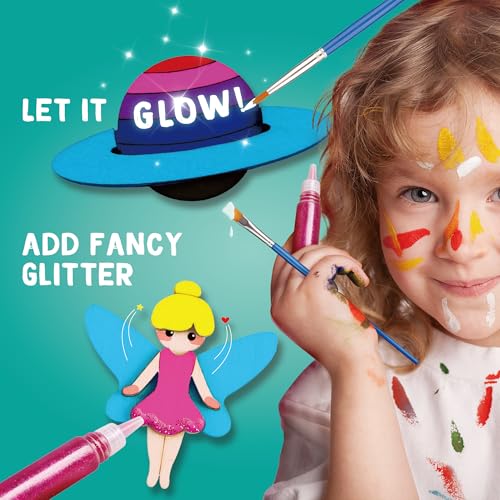 Byncceh Gamerside DIY Wooden Magnets Kids Crafts - 40 pcs Glow Magic Magnetic Paint Set, Wood Arts and Crafts for Kids, Make Your Own Fridge Magnets Party Favors Gifts Crafts for Girls 6-8 8-12