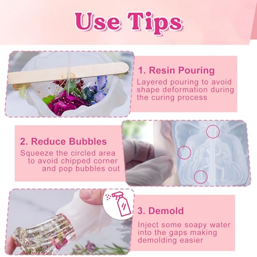 LET'S RESIN 2pcs Angel Figurines Resin Molds, Angel Silicone Molds for Preserved Flowers, DIY Resin Art, Gift for Woman-Retirement/Mother's Day - size: Middle