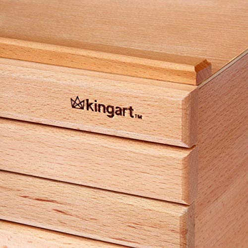 KINGART Wood 6-Drawer Artist SUPPLY STORAGE BOX, 15-3/4” W x 10” D x 6-1/2” H, Natural Finish, Storage for Art Materials including Paint Tubes, Pastels, Pencils, Markers, Brushes and more