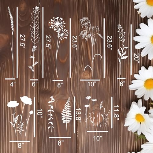 Large Flower Stencils for Walls Wildflower Stencil Reusable Floral Stencils for Painting on Wood Fence Canvas Fabrics Furniture - style: Wildflower