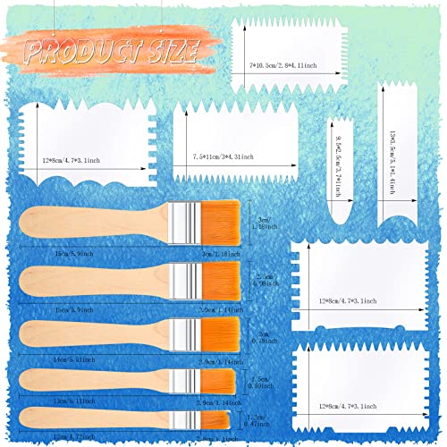 Potchen 30 Pcs Acrylic Pouring Swipe Painting Tools Supplies Acrylic Pouring Tools Supplies Brush Paint Scrapers 25 Pcs Swipe Accessories and 5 Brush for Painting Technique