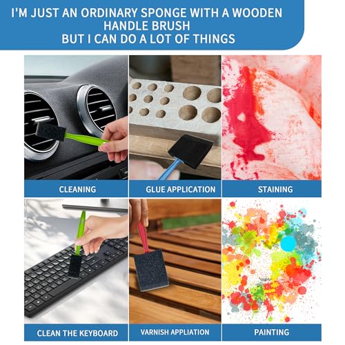24Pcs Foam Paint Brushes, Coloful Plastic Handle Sponge Brushes for Painting, Paint Sponge -Lightweight&Durable -Premium Foam Brushes Set, Staining, Varnishes and DIY Craft Projects (1", 2" and 3") - color: Colorful