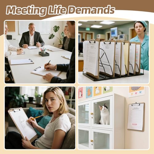 HappyHapi 24 Pack Clipboard 8.5 x 11 Letter Size Clip Boards Bulk, A4 Wooden Hardboard Office Clipboards Pack for Classroom, Work-Meetings, Brown