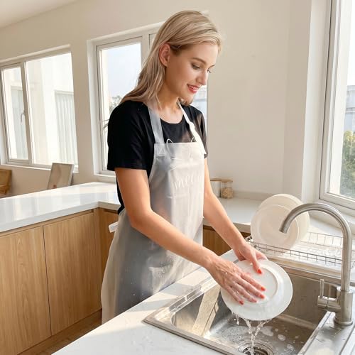 Nanxson TPU Waterproof Apron Lightweight Work Apron with Adjustable Buckle | Liquid Resistant,Neck buckle design,Easy to clean,Unisex,Butcher Apron for Dishwashing Grooming,Halloween - color: Transparent