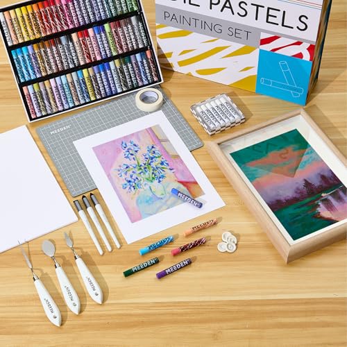 MEEDEN Soft Oil Pastels Set: 102Pcs Oil Pastel Kit with 72 Colors & 6 White Pastel - All in One Oil Crayons with Paper, Palette Knife, Masking Tape - Art Supplies for Artists Beginners Adult Christmas