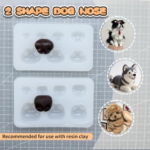 Nuvretk 7 Cute Silicone Molds for Needle Felting - Dog Nose Shapes for Stuffed Animals, DIY Crafts, and Accessories (Square) - size: DOG-Square