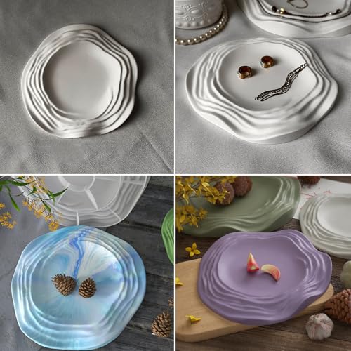Wehous Irregular Tray Silicone Molds, Wave Flower Tray Resin Concrete Mold, 3D Unique Ocean Wave Shape Storage Container Mold for Epoxy Casting Cement Jewelry Candle Holder Soap Dish Plates DIY Craft - color: Mountain Tray