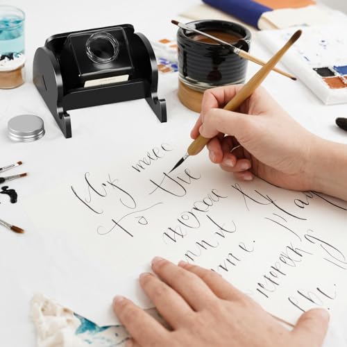 Homakover 1 Pack Acrylic Tilting Glass Ink Bottle Holder with Non-Slip Bottom, Calligraphy Oblique Nib Holder Stand, Tabel Decoration Fit for Ink bottle Pen, Ink bottle Not Include - size: Small