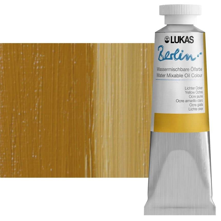 Lukas Berlin Pro Artists Water Mixable Oil Paint 37 ml Tube Yellow Ochre, Water Soluble, Lightfast Pigments, Quick Drying, Easy Clean-Up, Eco-Friendly, Professional Quality, 40 Color Range - color: Yellow Ochre, size: 1.25 Fl Oz (Pack of 1)