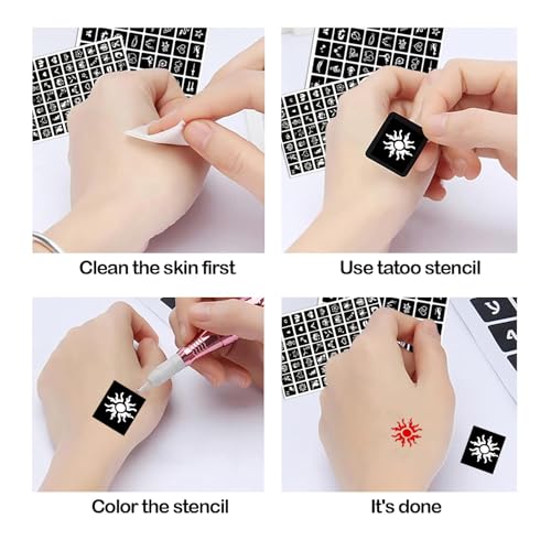 20 Sheets Temporary Tattoo Stencil for Women Girls Kids Boys, Dargon Butterfly Face Body Paint DIY Art Reusable Glitter Tattoos Kit School Show Birthdays Halloween Christmas Party Favor Supplies