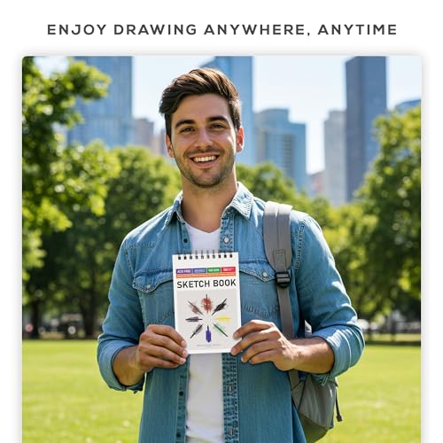BEECHMORE BOOKS 5.6"x8.5" Spiral Sketchbook – 140 GSM Acid-Free Paper, 100 Perforated Pages, A5 Art Sketch Pad for Drawing & Sketching, Artists, Adults - size: A5 (5.6" x 8.5")