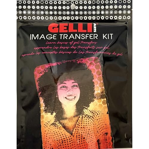 Gelli Arts Image Transfer Kit for Crafting Transfer Kit – Gelli Plate Set with Roller, Acrylic Paints & Laser Images for Mixed Media, Journaling, Collage & Printmaking Art – 1 Gel Printing Plate - color: Image Transfer Kit
