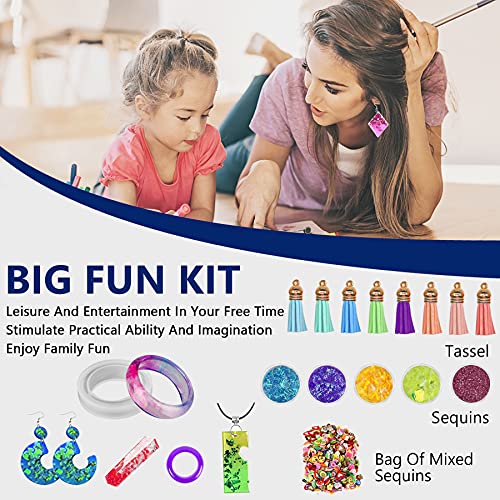 IGaiety Resin Kits for Jewelry Making Silicone Molds Starter Kit 278 Pcs Bundle with Epoxy Resin Silicone Mold Art for DIY Jewelry Earring Keychain Necklace Rings Making Adults Beginners - size: X-Jewelry Mold