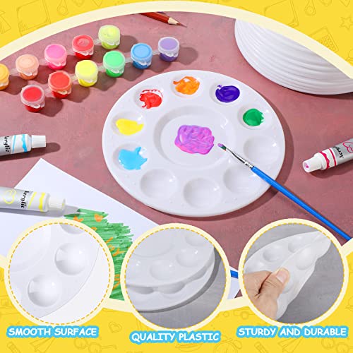 200 Pack Paint Palettes Bulk Plastic Paint Tray Palette 6.7 Inch Round Washable White Palette with 10 Wells 1 Center Reservoir Classroom Art Supplies Teacher School Painting Projects