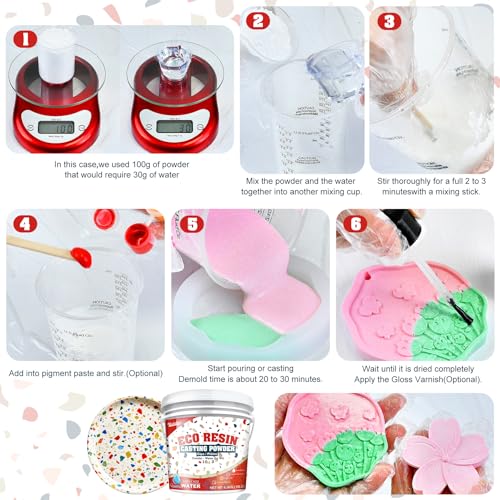 Eco Resin Casting Powders 4500g - All-in-One Casting Resin Kit for Beginners, Water-Based & Fast Curing, 20-30 Minutes Demold - Water Activated Plaster Powder for Crafts, Art, DIY Home Decor