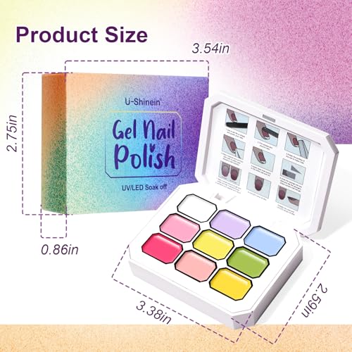 9 Colors Pat Painting Nail Gel,Hema&TPO Free,6-in-1 Gradient Ombre Paint Nails Gel Palette for Blooming,Nail Color Gel,Liner Gel,French Nail,with Chrome Powder,No Wipe,DIY Nail Art(J) - color: Fairy Spring