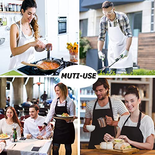 4 Packs Chef Apron, Waterproof Apron, Adjustable Aprons with 2 Pockets for Men Women, Professional Aprons for Kitchen Cooking Gardening Painting Baking Restaurant (White) - color: White