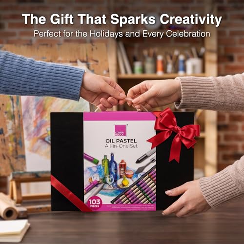 COLOUR BLOCK Oil Pastels All-in-One Art Set 103 PCS, 48 Colors Oil Pastels with 9 Tools, Blending Stumps, Tortillions, Brushes, Metal Palette Knives, Pad for Beginners and Professional Artists