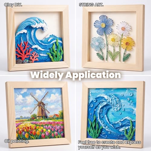 24 Pcs Wood Panel Boards, 6 x 6 Inch Unfinished Wood Canvas Board Blank Square Wooden Painting Panel for Crafts DIY, Clay Painting, Oils, Pouring, Acrylic