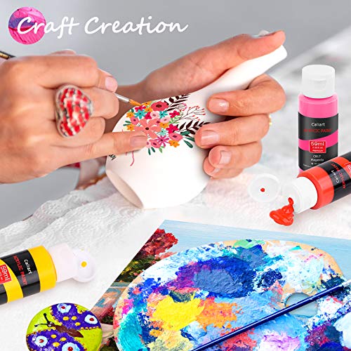 Caliart Acrylic Paint Set, 52 Colors Art Supplies Craft Paints for Adults Artists, Canvas Ceramic Rock Painting Kit